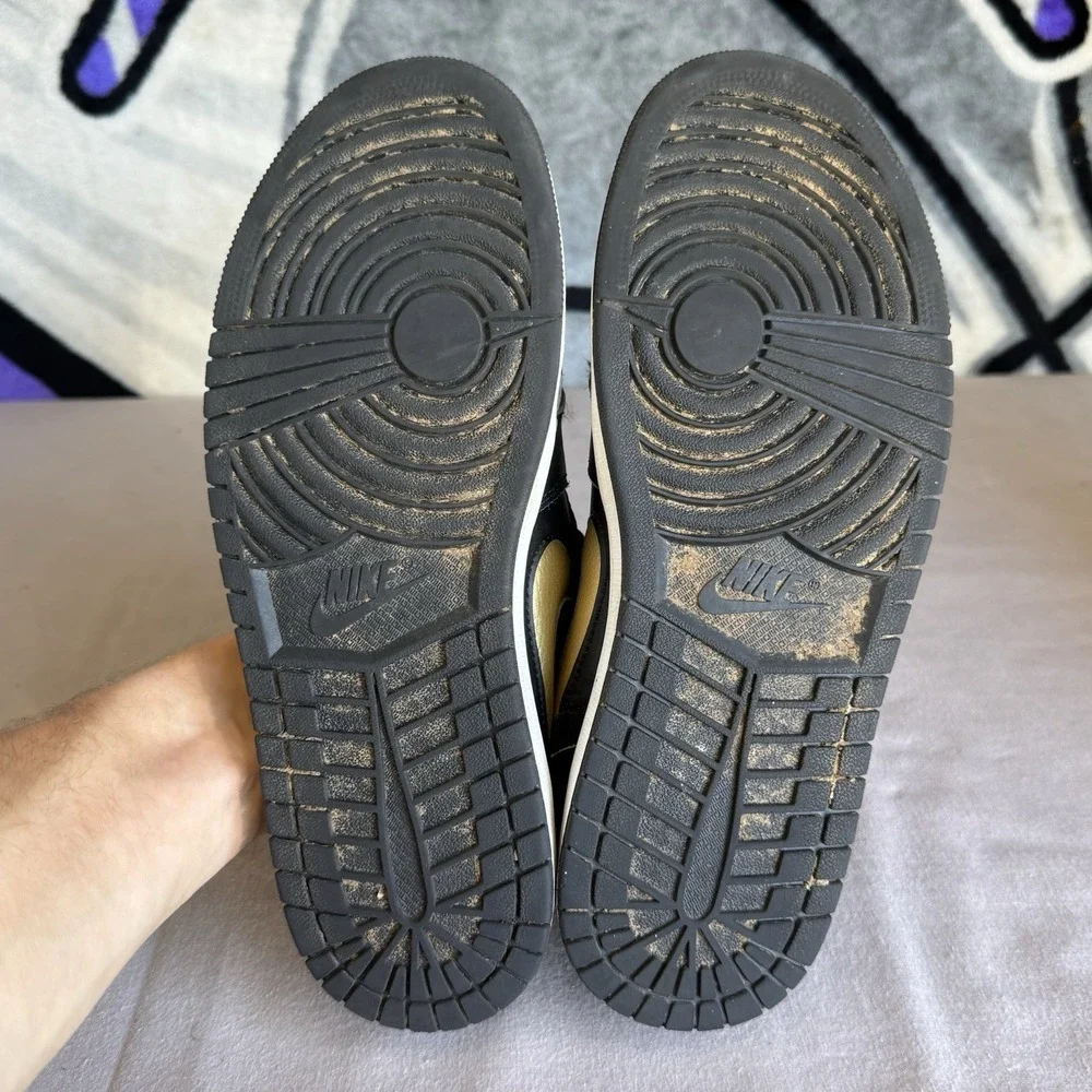 Size 10 - Air Jordan 1 FlyEase Low Black Metallic Gold White Dm1206-071